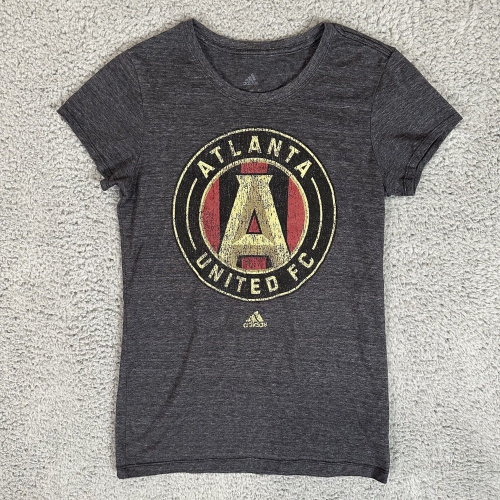 Atlanta United adidas Shirt Womens Medium M Gray Soccer Tee Cotton Blend